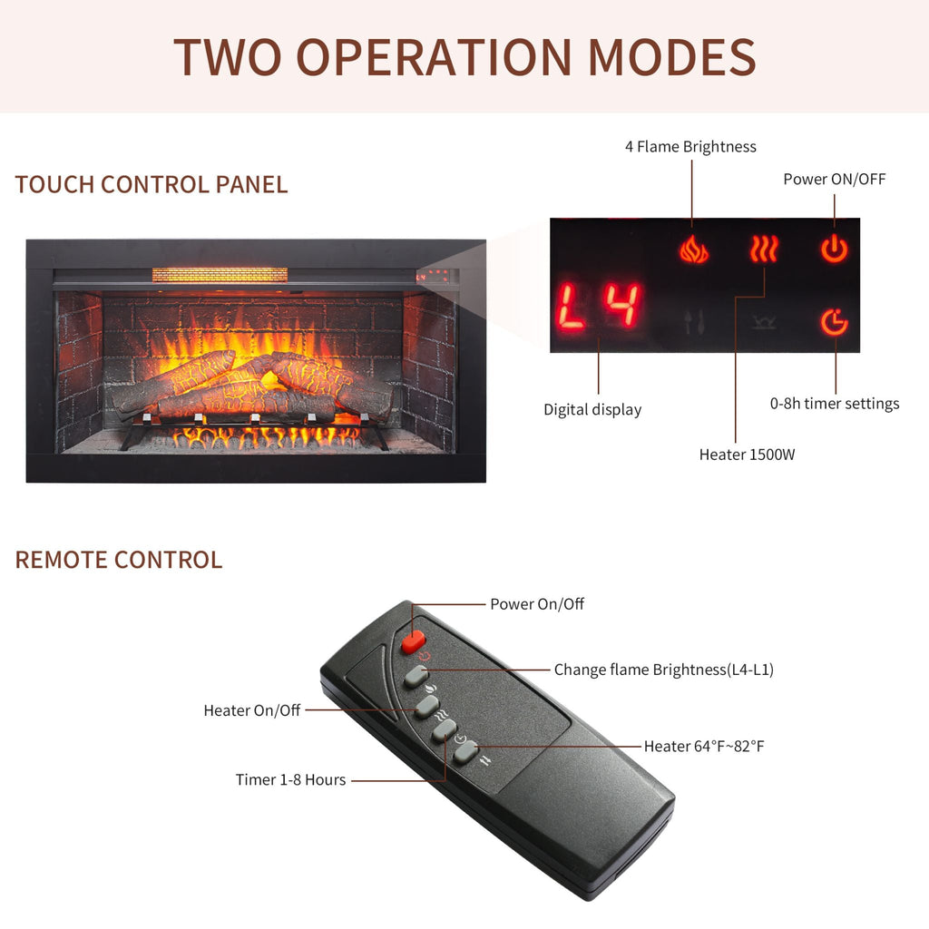 Nuvia 36-Inch Electric Antique Black Touch Panel Infrared Fireplace Insert With Removable Trim Kit (SAK84610) – SAKSBY WHOLES