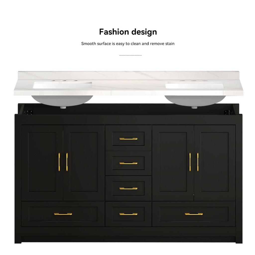 Nuvia 60-Inch Black Bathroom Vanity With Soft Close Doors And Drawers Storage (SAK86210) – SAKSBY WHOLESALE, view 4