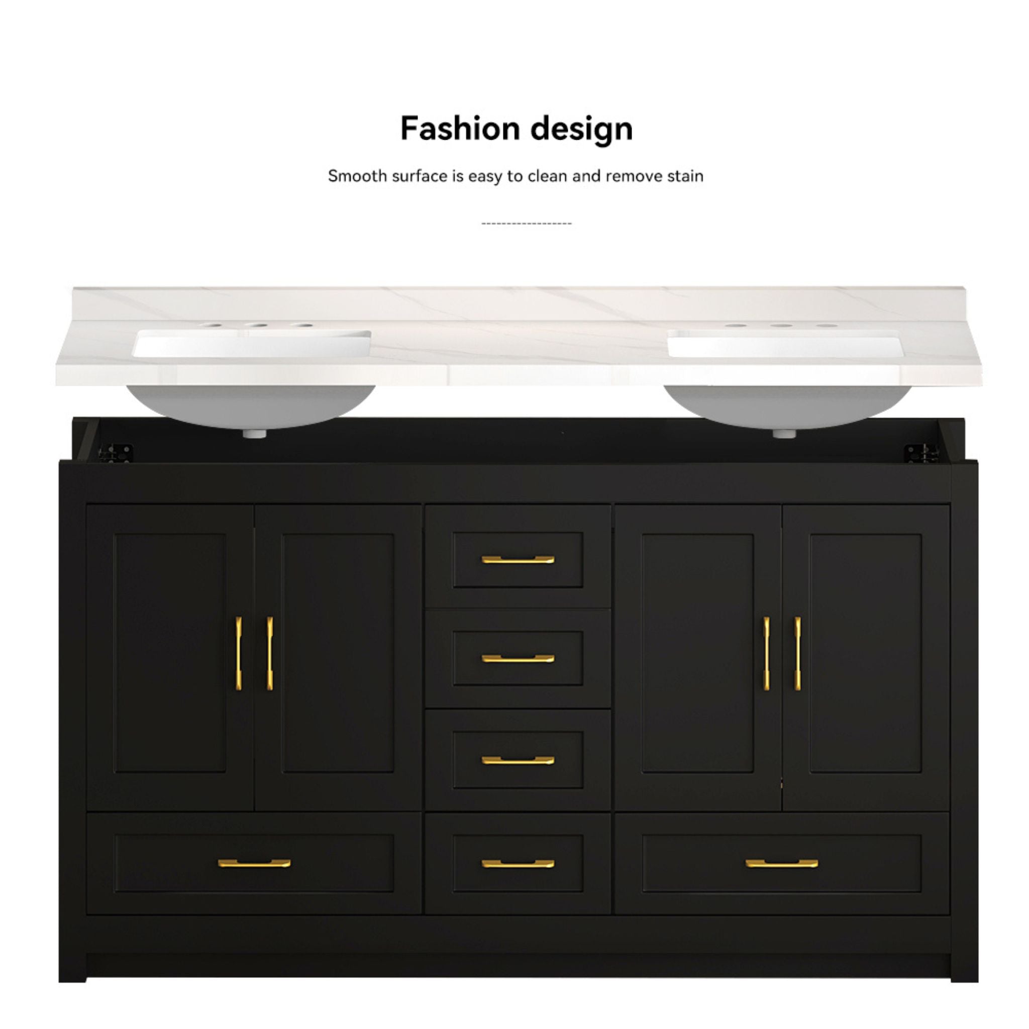 Nuvia 60-Inch Black Bathroom Vanity With Soft Close Doors And Drawers Storage (SAK86210) – SAKSBY WHOLESALE, view 4
