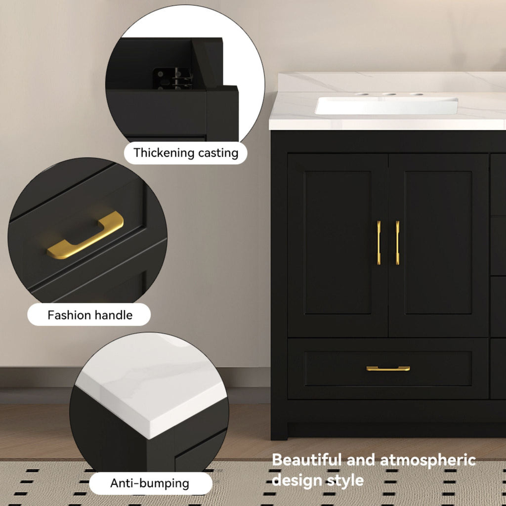 Nuvia 60-Inch Black Bathroom Vanity With Soft Close Doors And Drawers Storage (SAK86210) – SAKSBY WHOLESALE, view 7