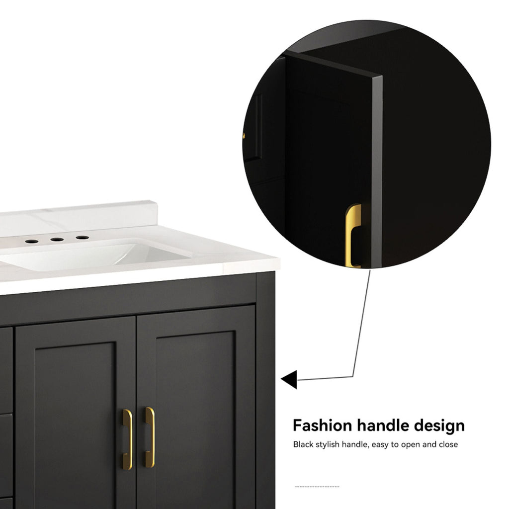 Nuvia 60-Inch Black Bathroom Vanity With Soft Close Doors And Drawers Storage (SAK86210) – SAKSBY WHOLESALE, view 8
