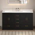 Nuvia 60-Inch Black Bathroom Vanity With Soft Close Doors And Drawers Storage (SAK86210) – SAKSBY WHOLESALE