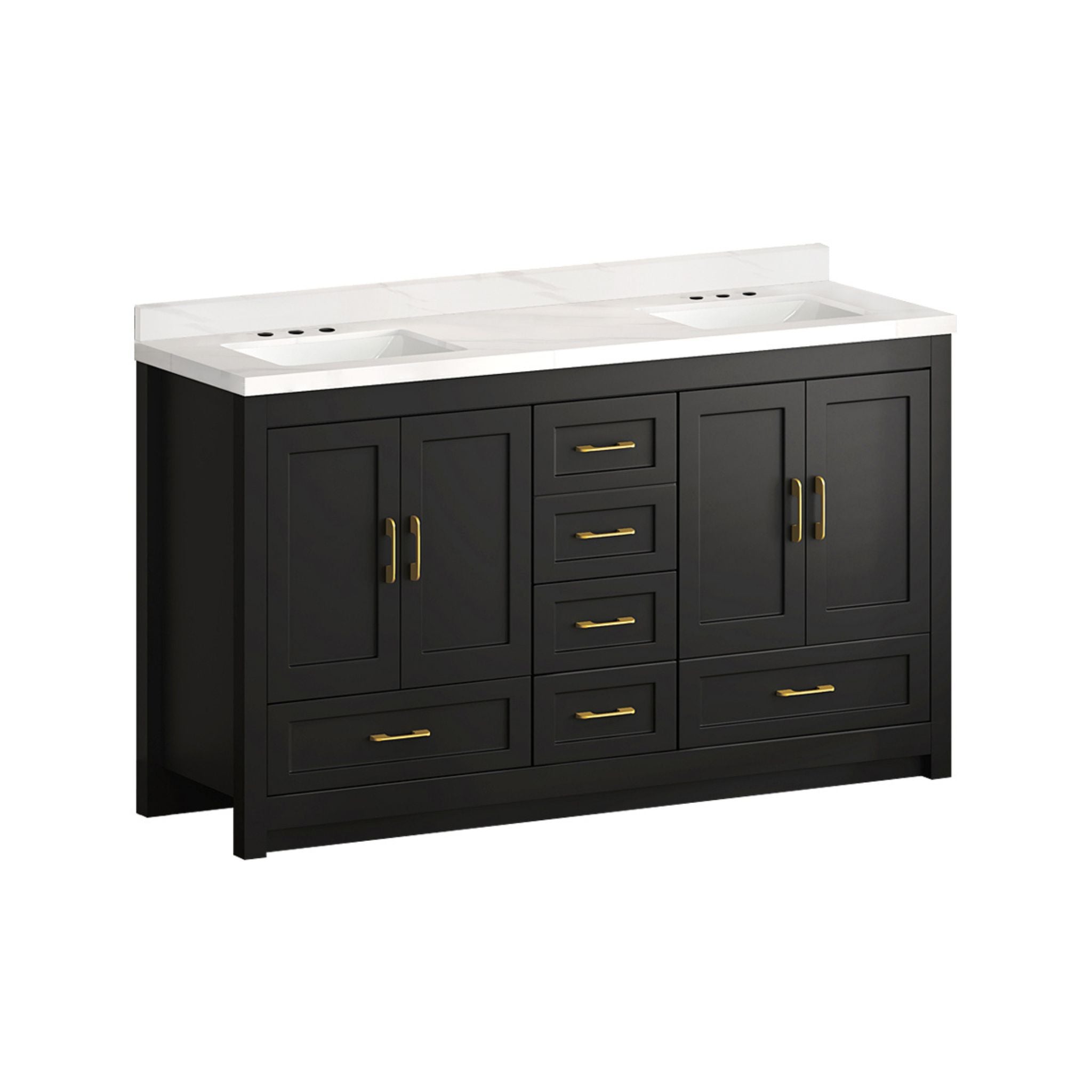 Nuvia 60-Inch Black Bathroom Vanity With Soft Close Doors And Drawers Storage (SAK86210) – SAKSBY WHOLESALE, view 10