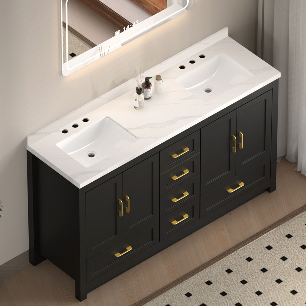 Nuvia 60-Inch Black Bathroom Vanity With Soft Close Doors And Drawers Storage (SAK86210) – SAKSBY WHOLESALE, view 3