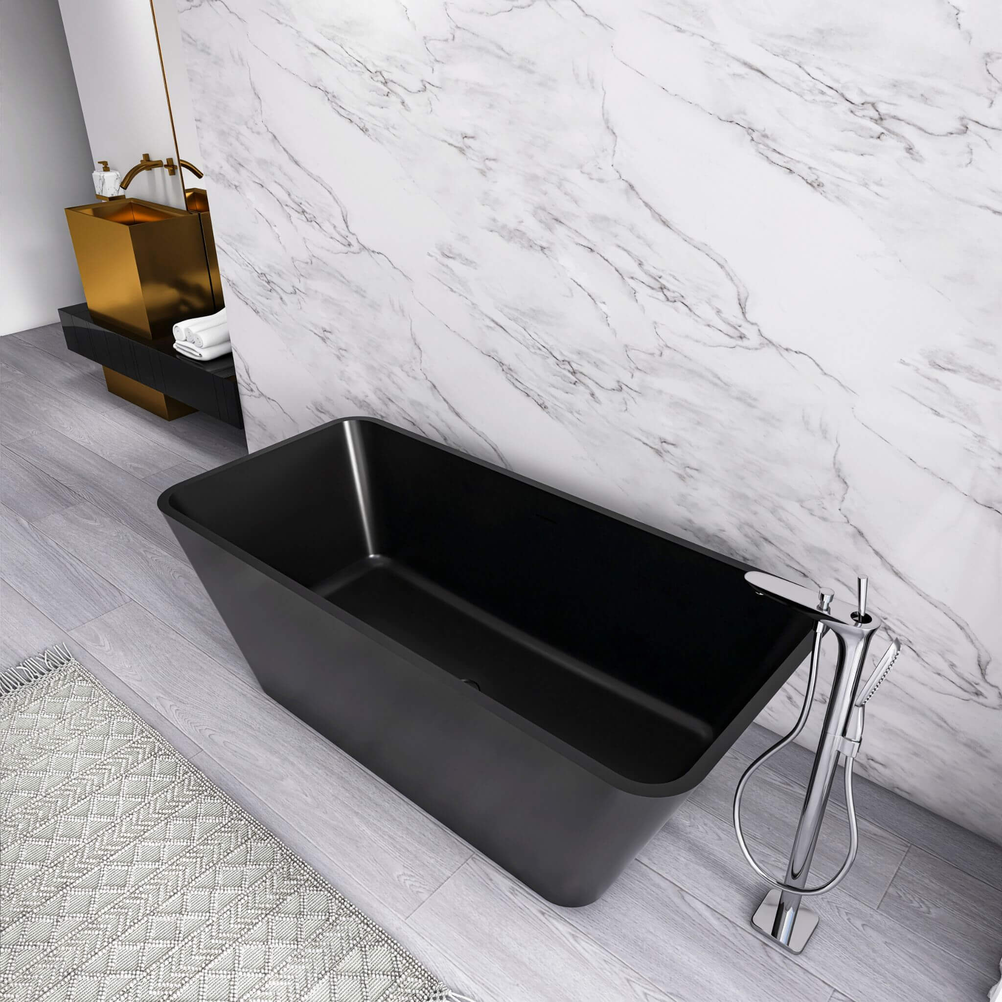 Nuvia 67-Inch Luxury Freestanding Solid Surface Soaking Bathtub (SAK51920) – SAKSBY WHOLESALE, view 3
