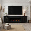Nuvia 83-Inch Bourbon Black TV Stand With Fireplace And Glass Windowpane Doors (SAK40281) – SAKSBY WHOLESALE, view 4