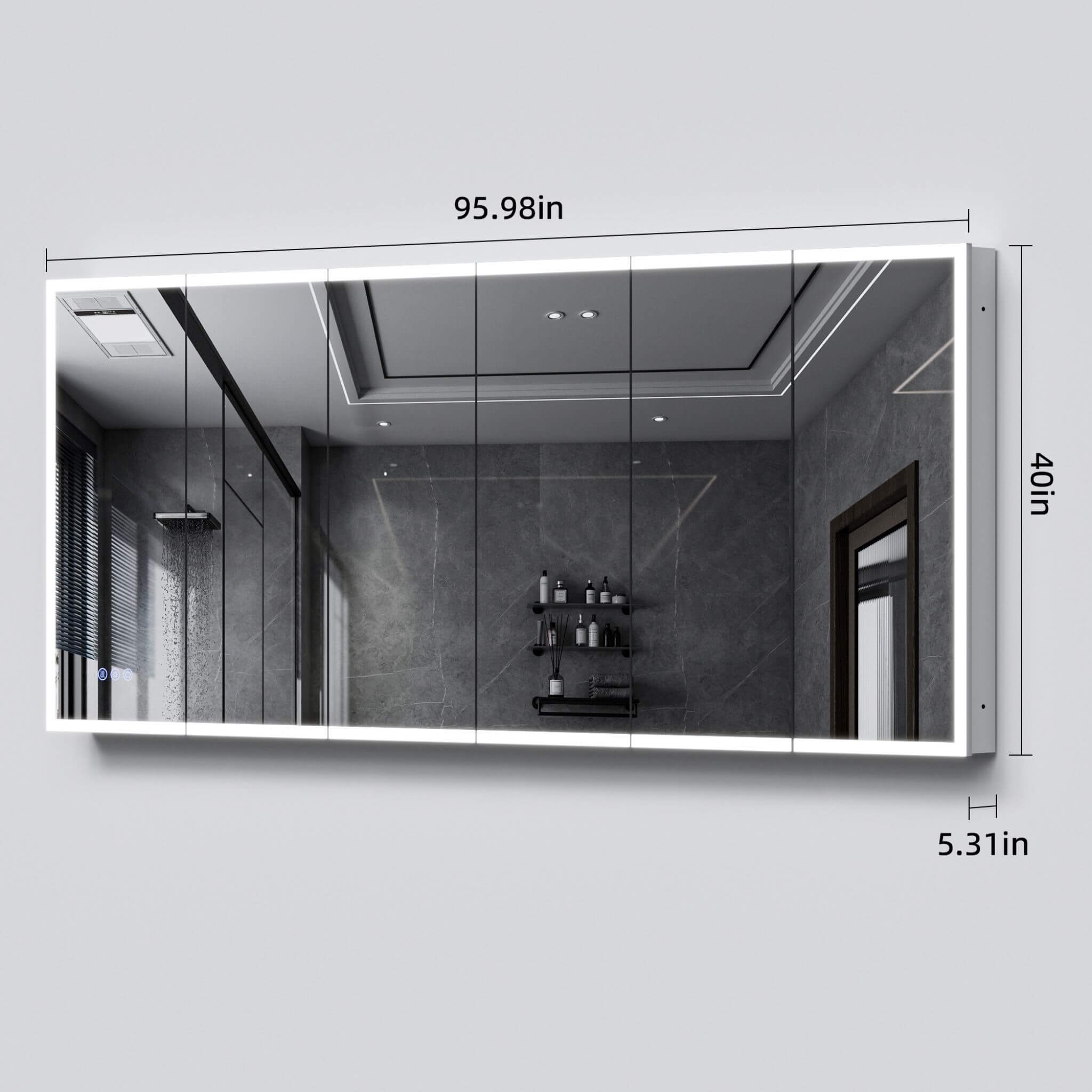 [96X40-Inch] Nuvia Wall-Mounted Medicine Cabinet Mirror With Anti-Fog And Tri-Color LED Lights (SAK82340) – SAKSBY WHOLESALE,