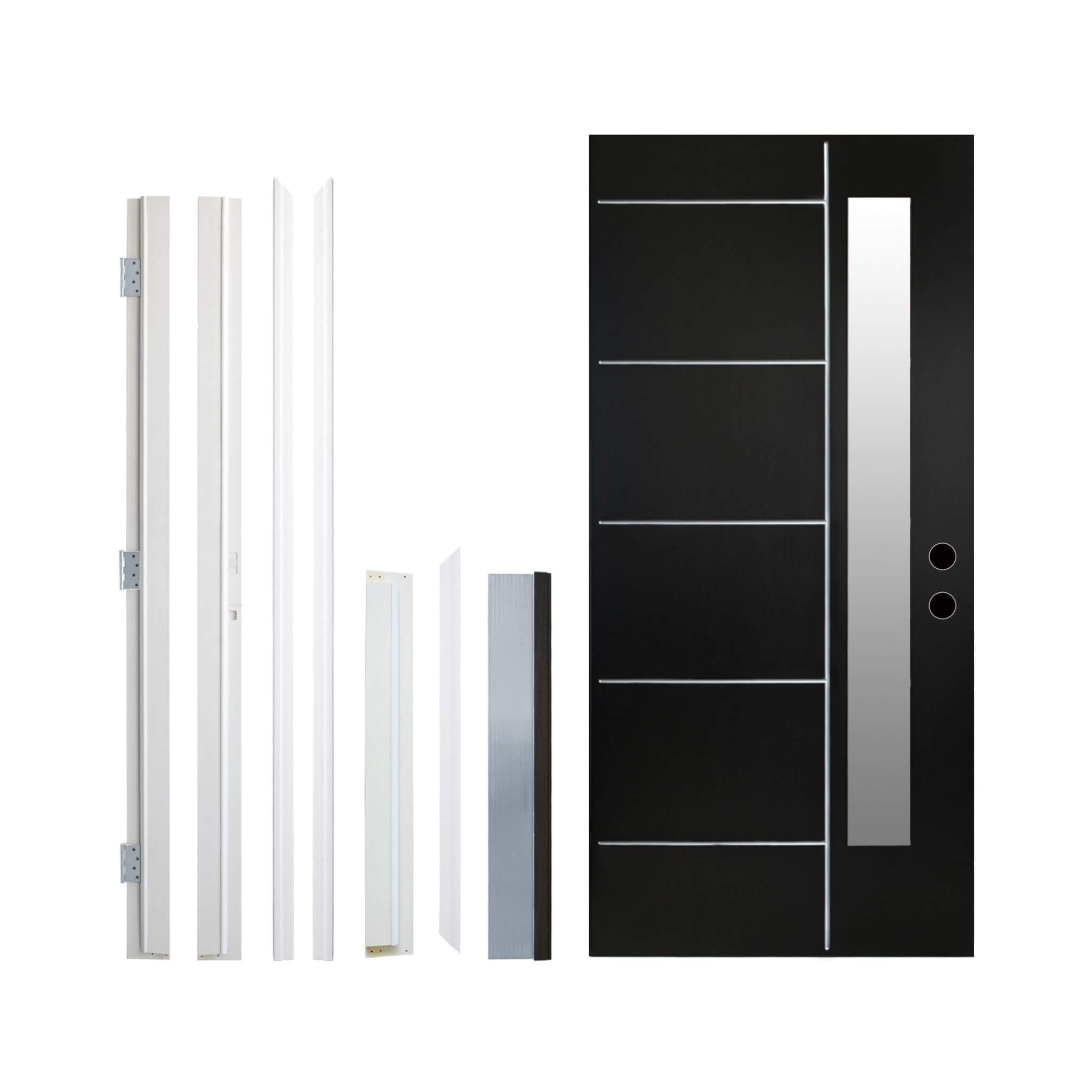 [36X80-Inch] Nuvia Black Modern Left Inswing Fiberglass Entry Door With Frosted Glass (SAK25849) – SAKSBY WHOLESALE, view 3