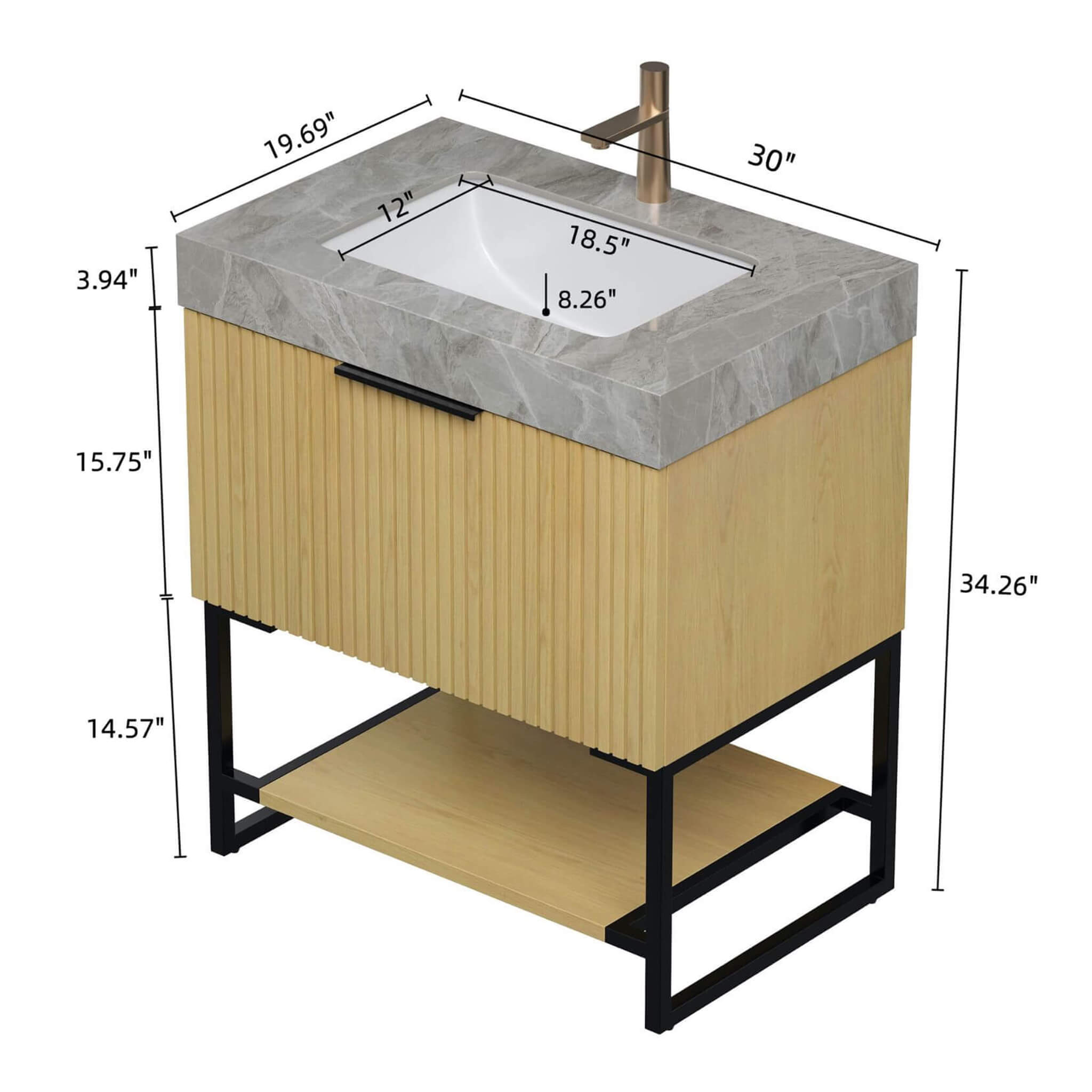 Nuvia Luxury 30-Inch Corolla Oak Freestanding Bathroom Vanity With Sink And Storage (SAK79352) – SAKSBY WHOLESALE, view 6