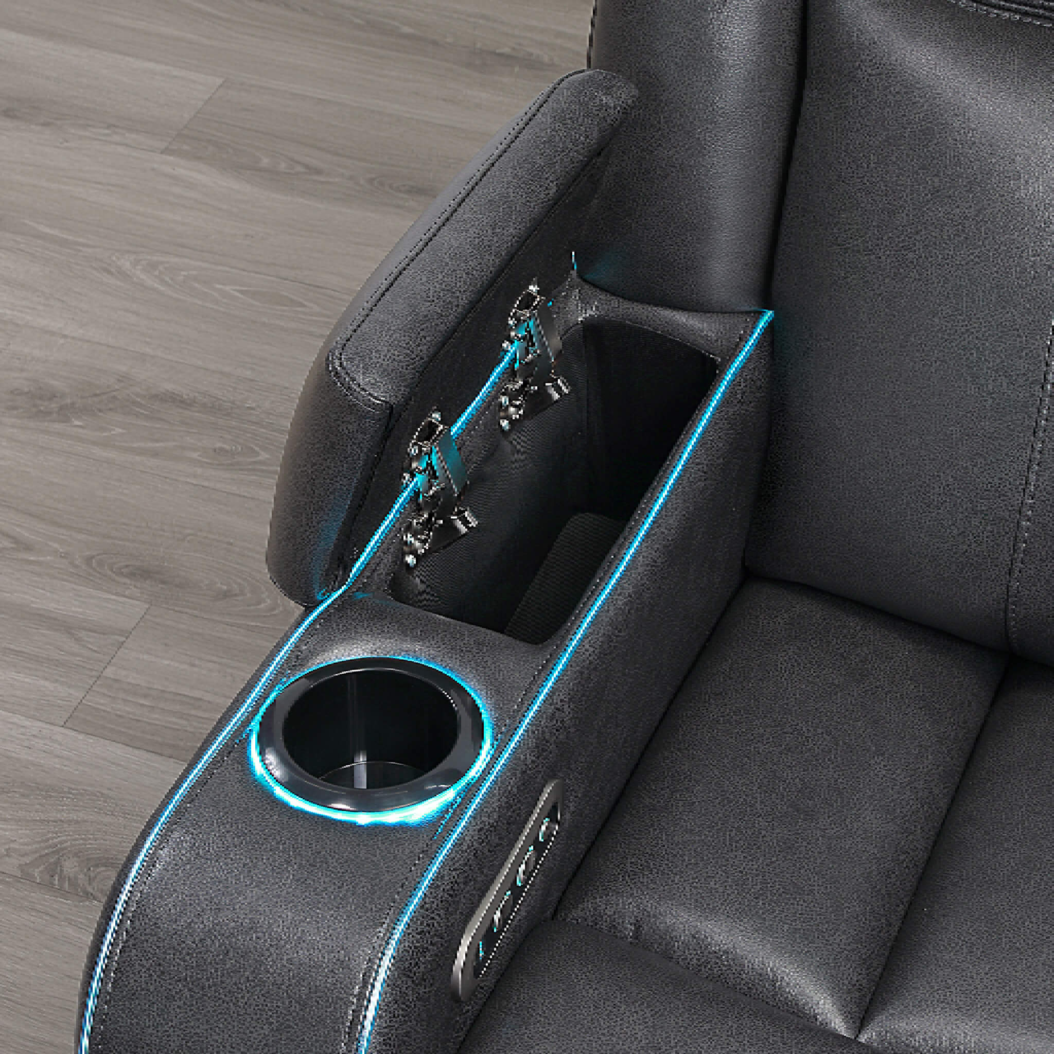Nuvia Luxury Charcoal Upholstered Power Recliner Armchair With LED Lights (SAK16429) – SAKSBY WHOLESALE, view 7