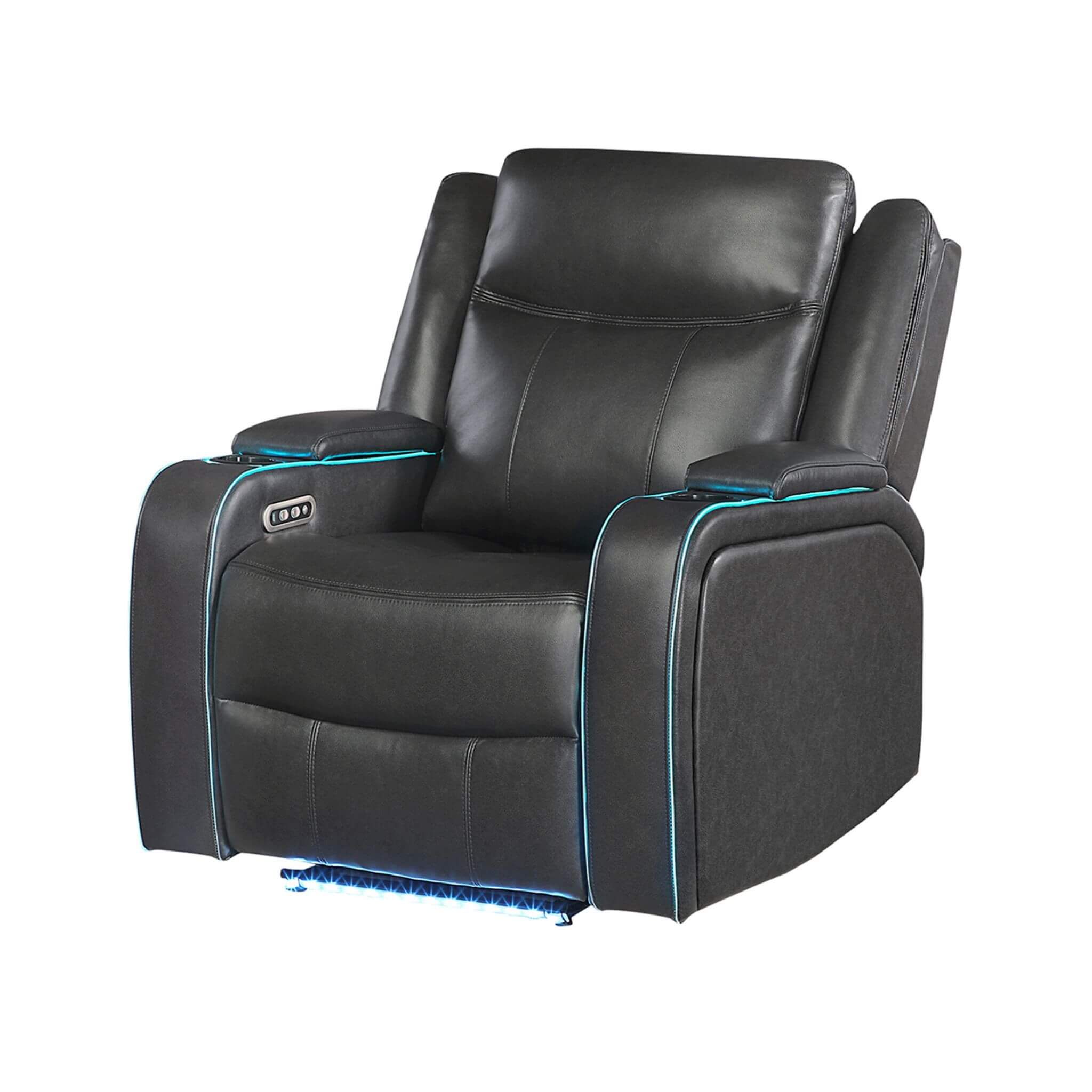 Nuvia Luxury Charcoal Upholstered Power Recliner Armchair With LED Lights (SAK16429) – SAKSBY WHOLESALE, view 3