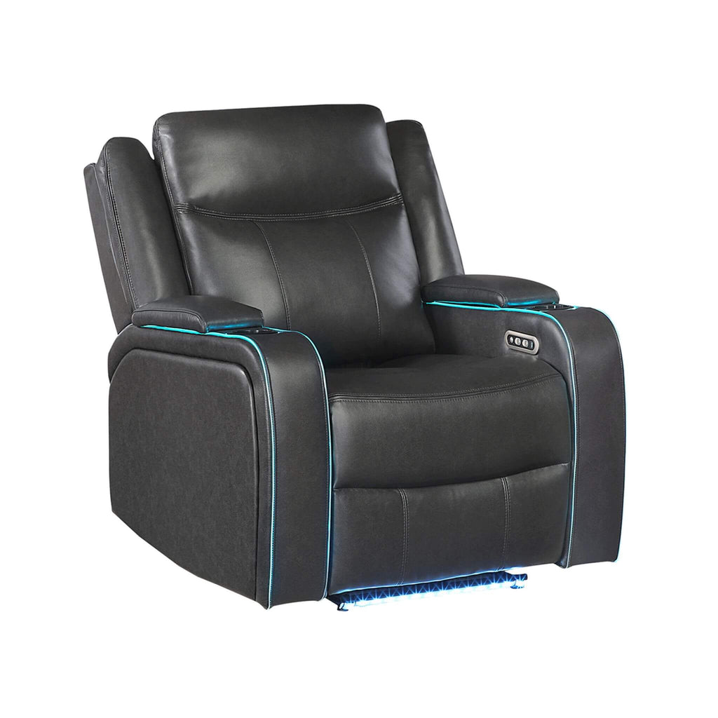 Nuvia Luxury Charcoal Upholstered Power Recliner Armchair With LED Lights (SAK16429) – SAKSBY WHOLESALE, view 5