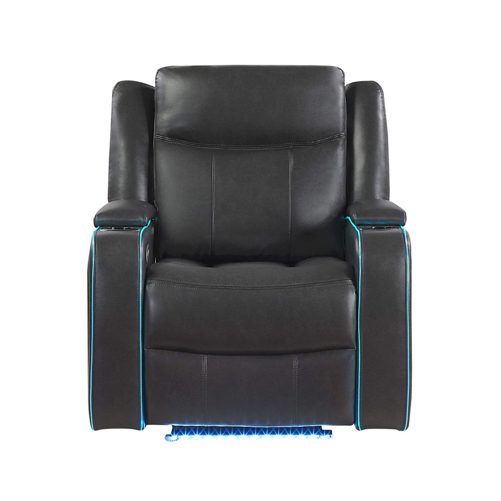 Nuvia Luxury Charcoal Upholstered Power Recliner Armchair With LED Lights (SAK16429) – SAKSBY WHOLESALE