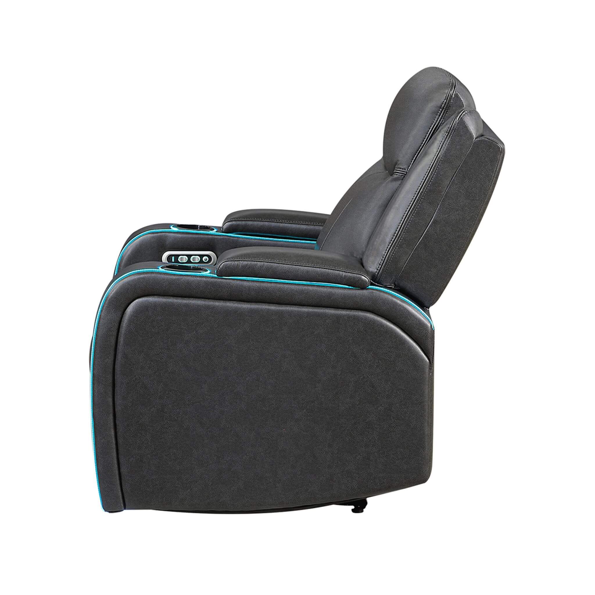 Nuvia Luxury Charcoal Upholstered Power Recliner Armchair With LED Lights (SAK16429) – SAKSBY WHOLESALE, view 6