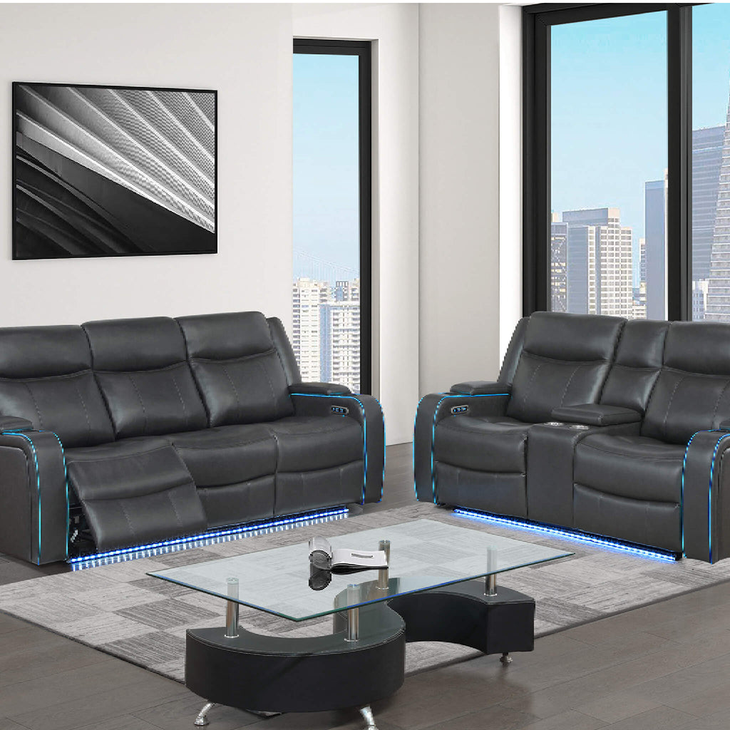 Nuvia Luxury Charcoal Upholstered Power Recliner Armchair With LED Lights (SAK16429) – SAKSBY WHOLESALE, view 9