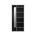 [36X80-Inch] Nuvia Modern Frosted Glass Black Fiberglass Front Door With Right Inswing (SAK10584) – SAKSBY WHOLESALE