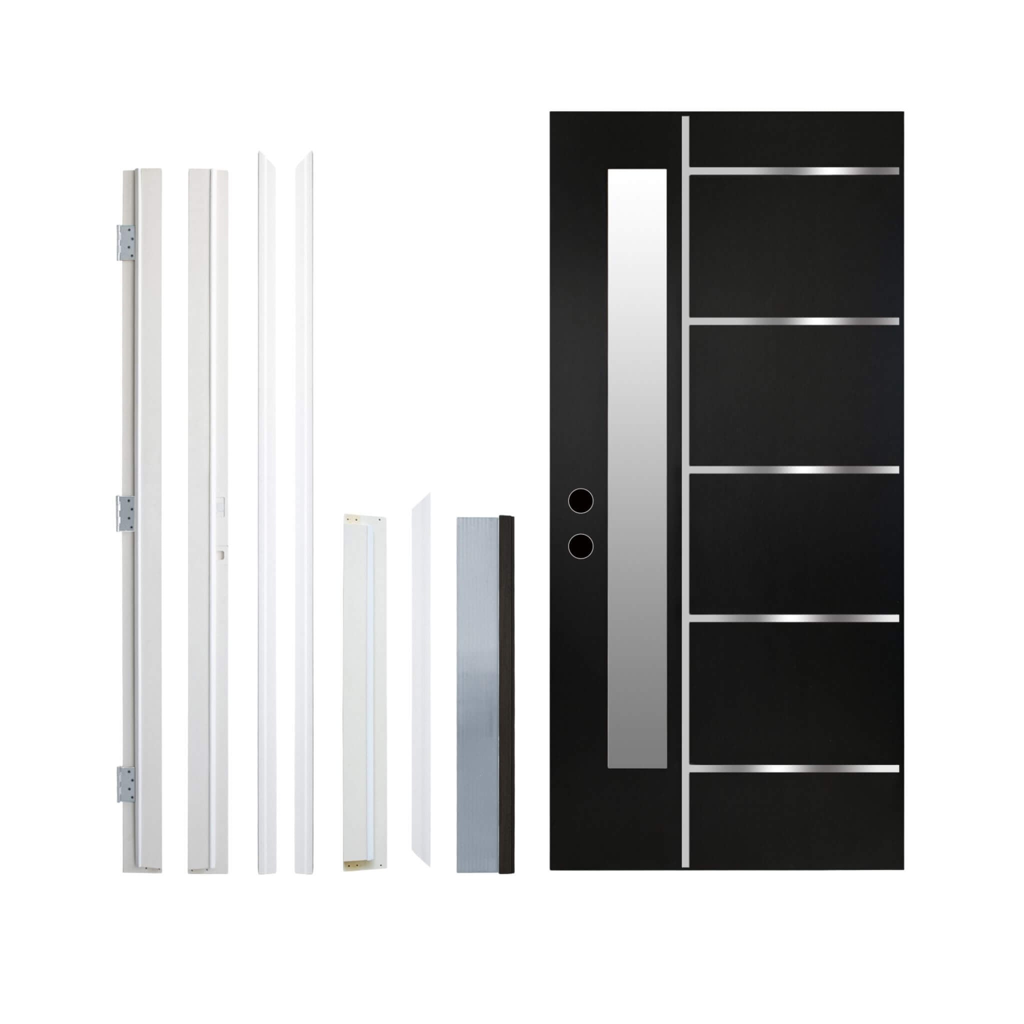 [36X80-Inch] Nuvia Modern Frosted Glass Black Fiberglass Front Door With Right Inswing (SAK10584) – SAKSBY WHOLESALE, view 3