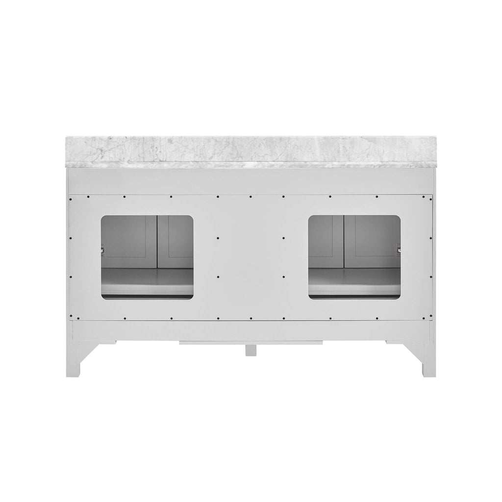 Nuvia Premium 60-Inch Freestanding Double Sink Bathroom Vanity With Carrara Marble Top (SAK51829) – SAKSBY WHOLESALE, view 7