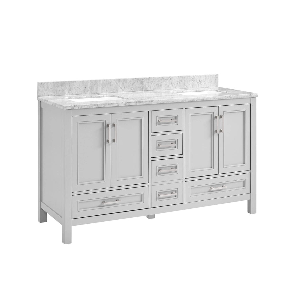 Nuvia Premium 60-Inch Freestanding Double Sink Bathroom Vanity With Carrara Marble Top (SAK51829) – SAKSBY WHOLESALE, view 5