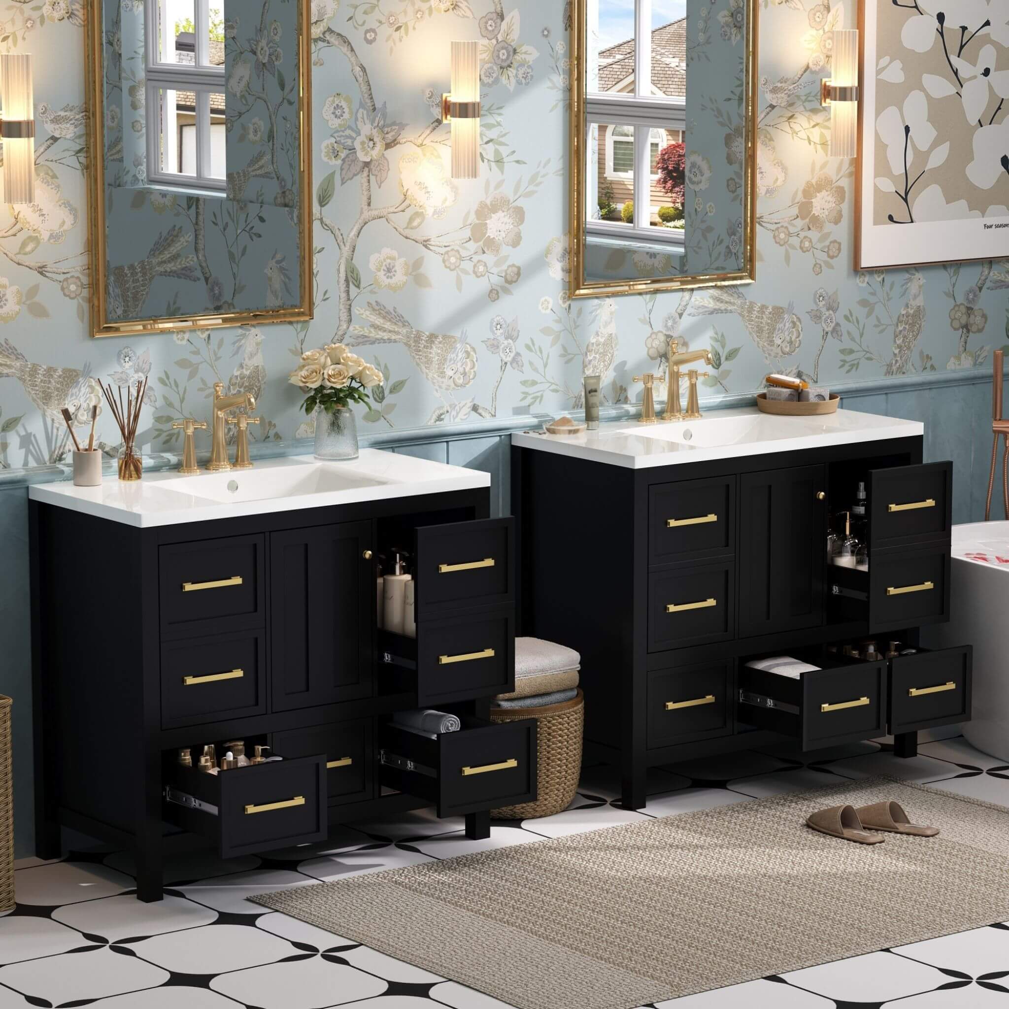 Nuvia Premium 72-Inch Bathroom Vanity Set With Resin Sink And Soft-Close Drawers [Faucet Not Included] (SAK62749) – SAKSBY WH