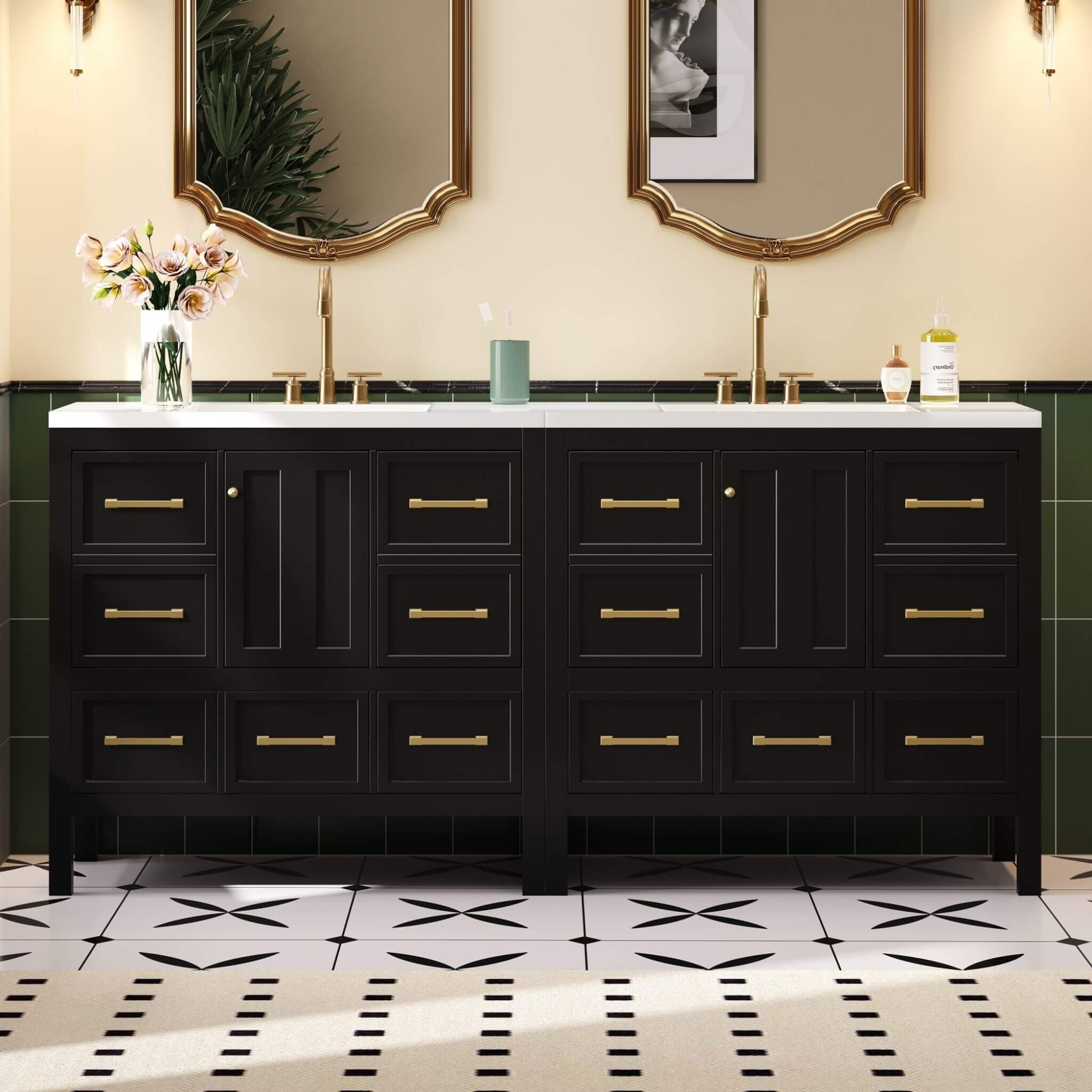 Nuvia Premium 72-Inch Bathroom Vanity Set With Resin Sink And Soft-Close Drawers [Faucet Not Included] (SAK62749) – SAKSBY WH