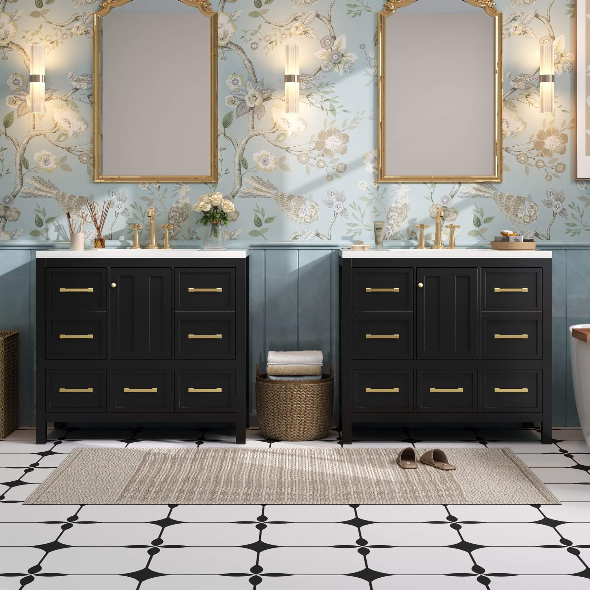 Nuvia Premium 72-Inch Bathroom Vanity Set With Resin Sink And Soft-Close Drawers [Faucet Not Included] (SAK62749) – SAKSBY WH