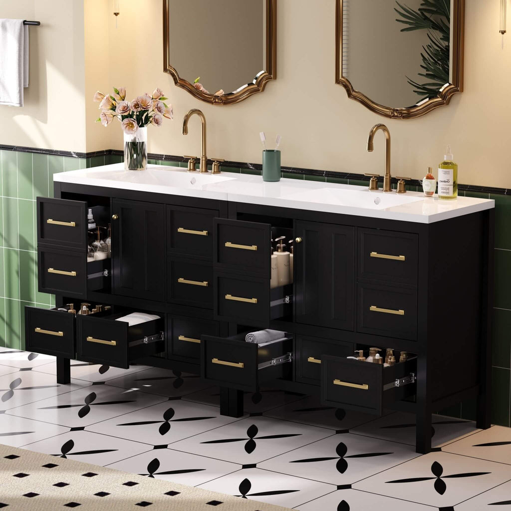 Nuvia Premium 72-Inch Bathroom Vanity Set With Resin Sink And Soft-Close Drawers [Faucet Not Included] (SAK62749) – SAKSBY WH