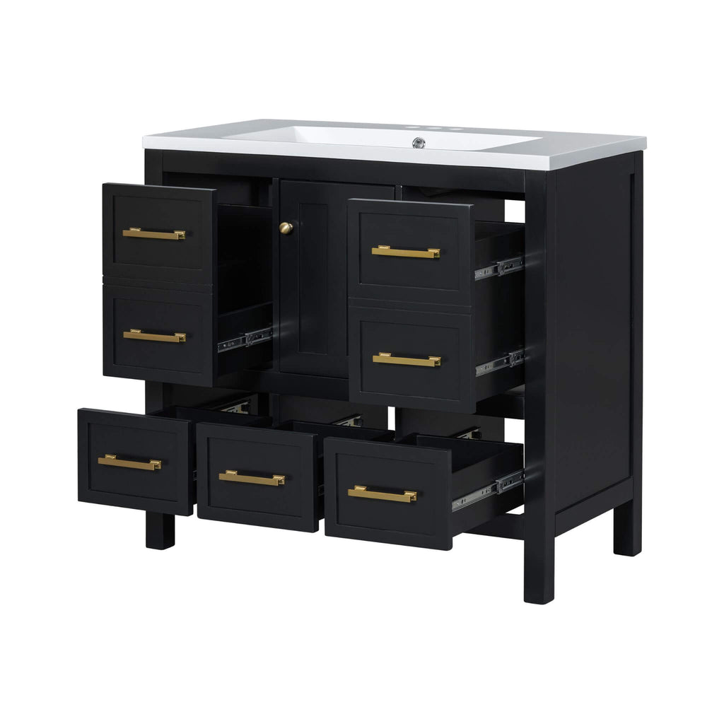 Nuvia Premium 72-Inch Bathroom Vanity Set With Resin Sink And Soft-Close Drawers [Faucet Not Included] (SAK62749) – SAKSBY WH