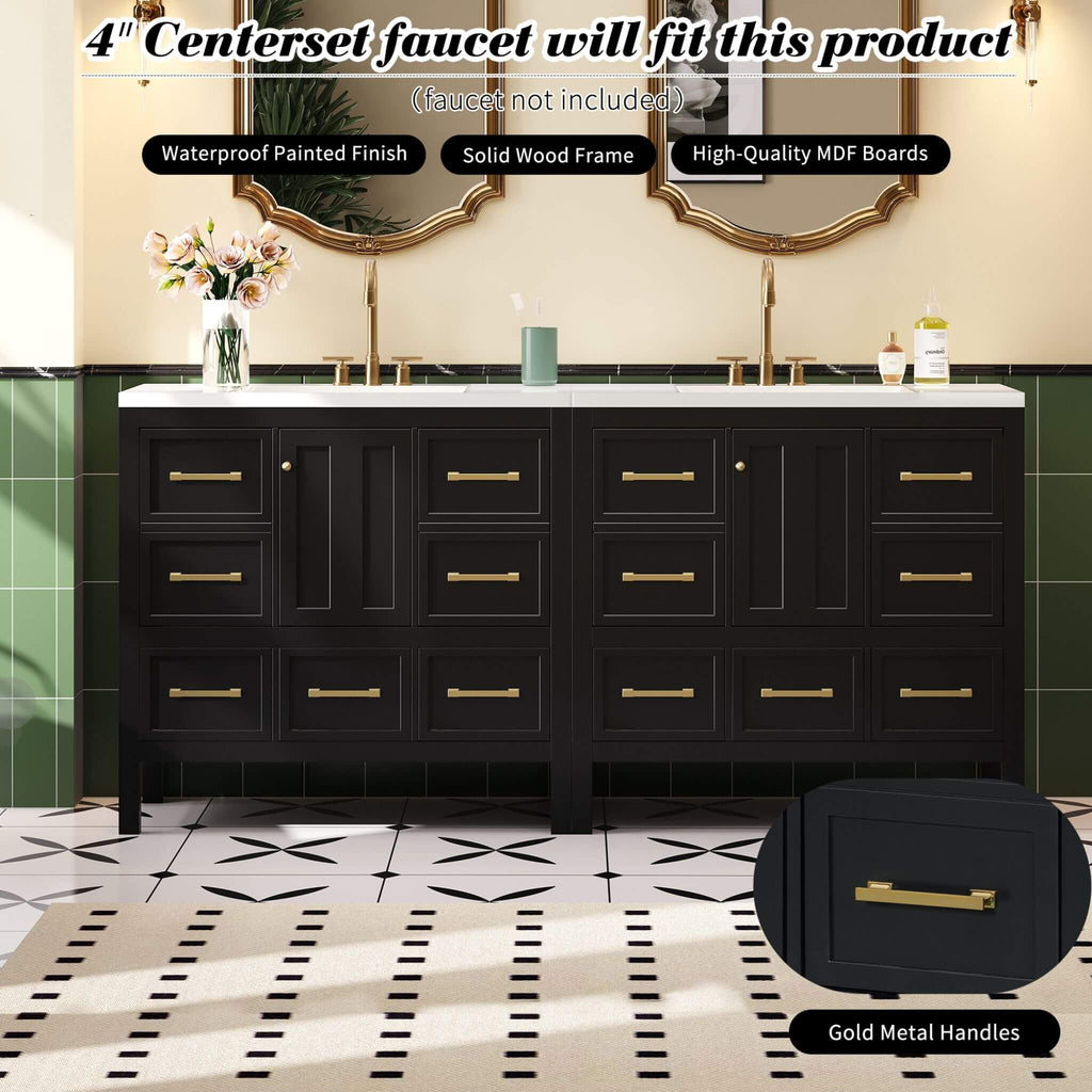 Nuvia Premium 72-Inch Bathroom Vanity Set With Resin Sink And Soft-Close Drawers [Faucet Not Included] (SAK62749) – SAKSBY WH