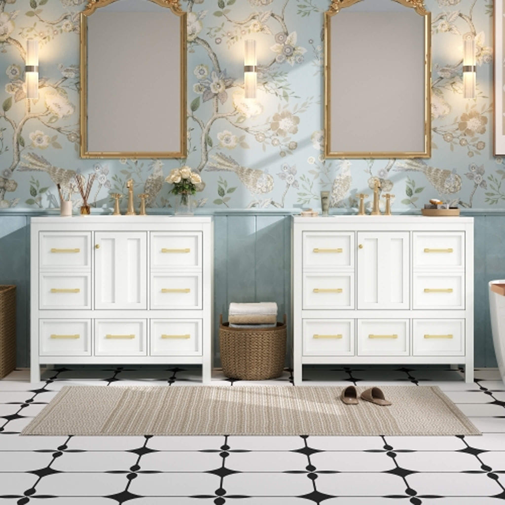 Nuvia Premium 72-Inch Bathroom Vanity Set With Resin Sink And Soft-Close Drawers [Faucet Not Included] (SAK62749) – SAKSBY WH
