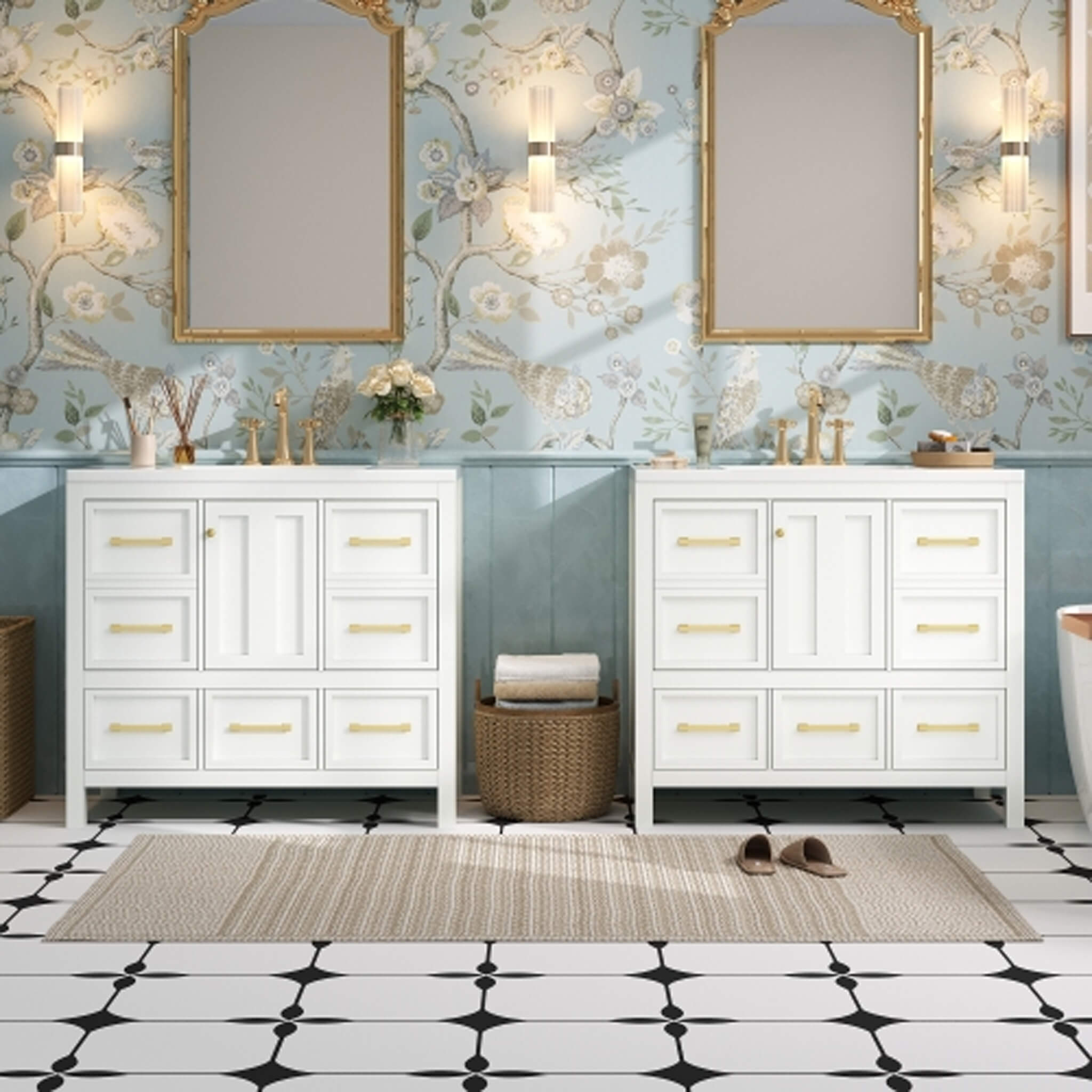 Nuvia Premium 72-Inch Bathroom Vanity Set With Resin Sink And Soft-Close Drawers [Faucet Not Included] (SAK62749) – SAKSBY WH