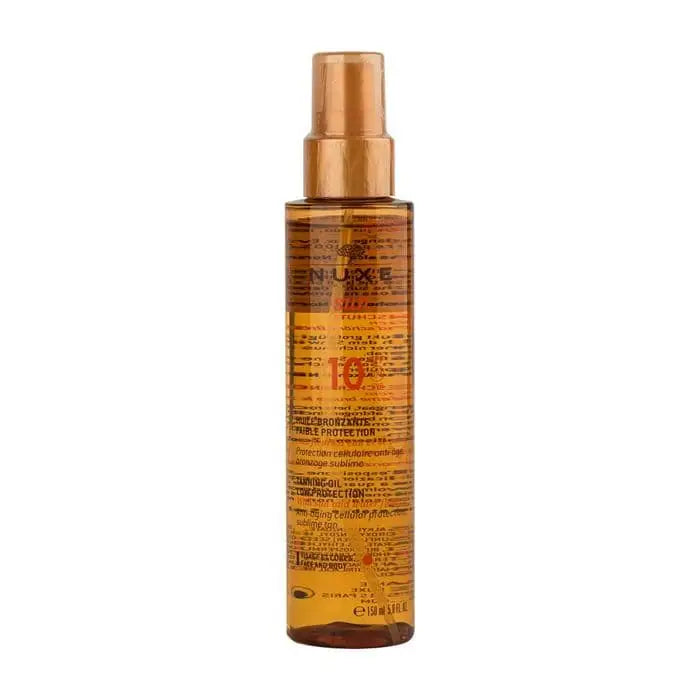 Nuxe Sun Bronzing Oil SPF10: Nourishing Tanning Oil for Face & Body, Water Resistant, Paraben & Silicone Free - Achieve a Natural, Healthy Glow