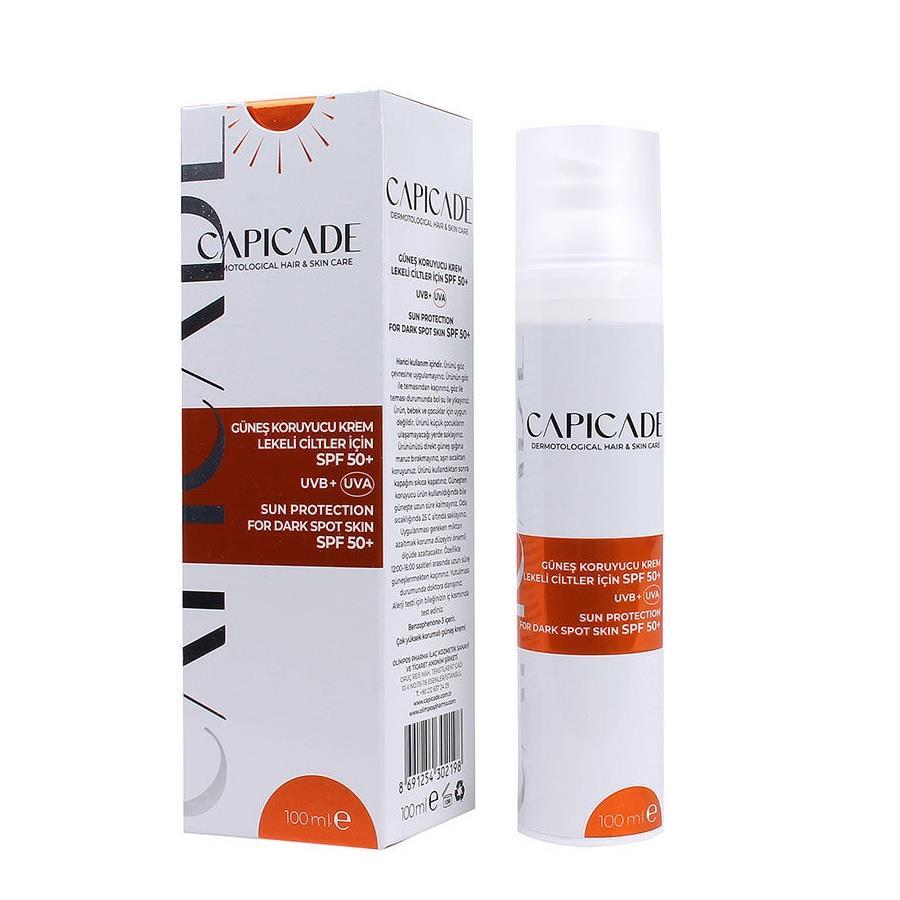 Capicade Sunscreen for Blemished Skin SPF 50+ - 100ml - Protects, Moisturizes, and Controls Hyperpigmentation - Sun Cream for All Skin Types