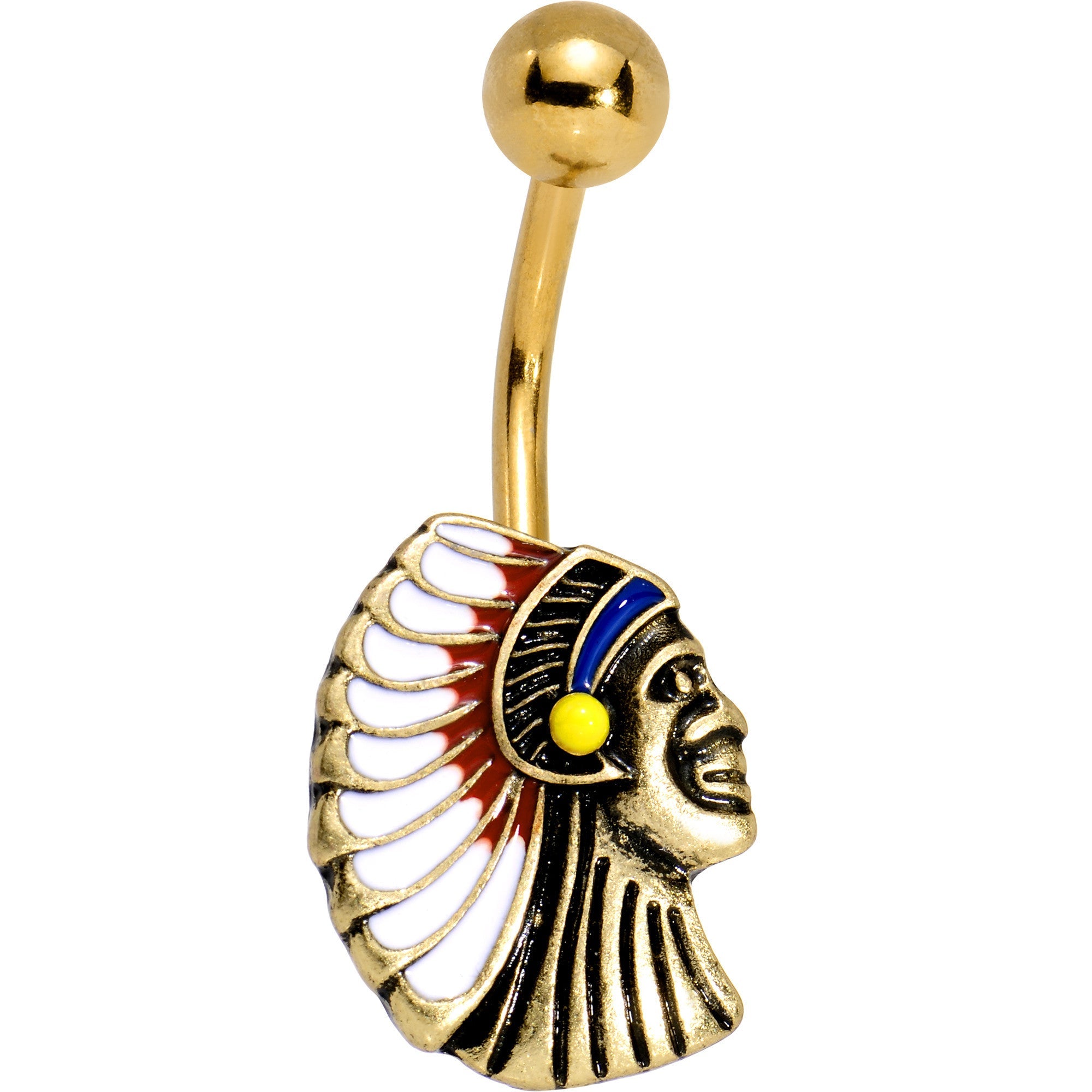 BodyCandy Gold PVD  Warrior Chief Belly Ring — main product shot
