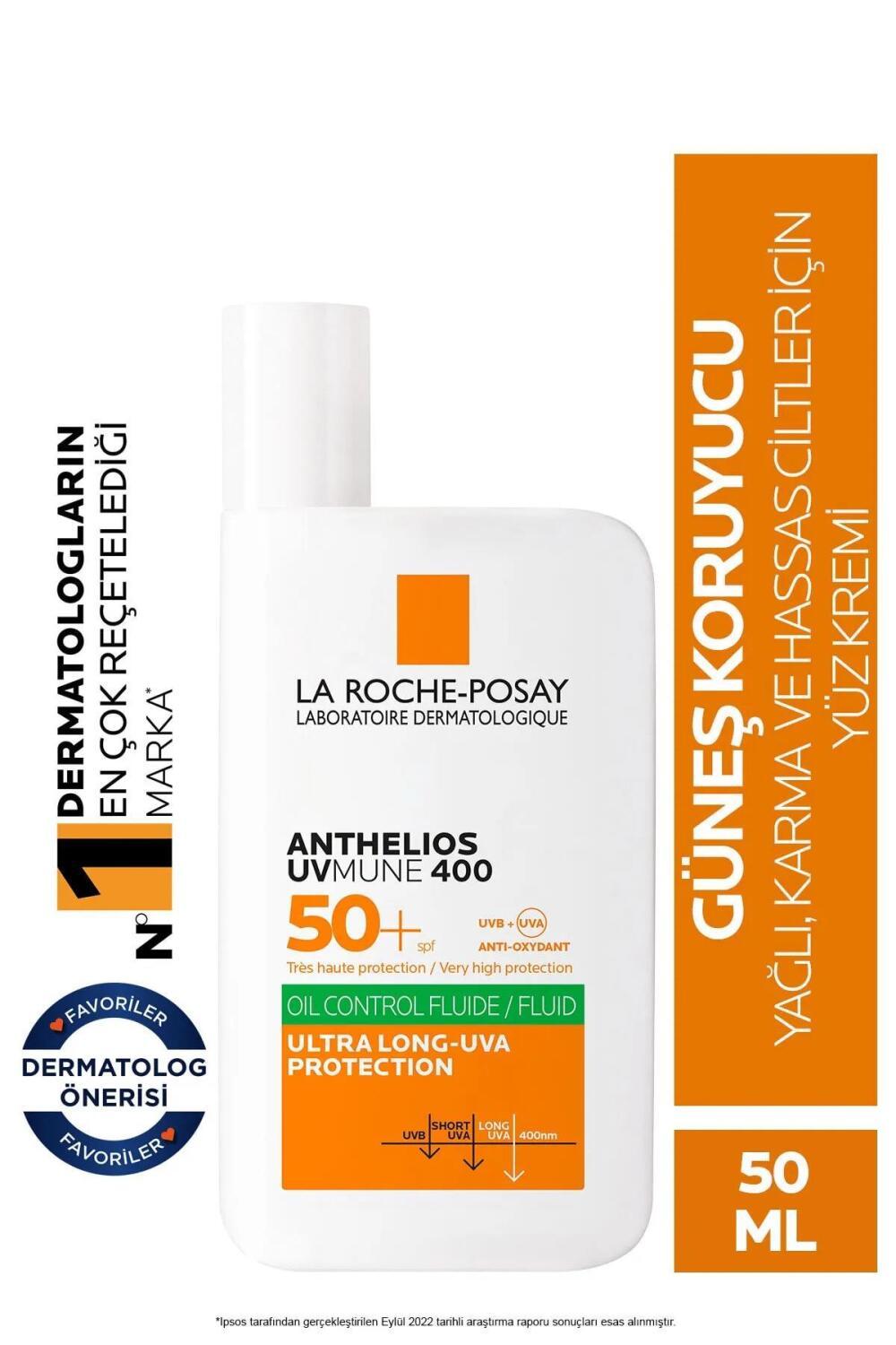 La Roche-Posay Anthelios Oil Control Facial Sunscreen SPF 50+ - UVA/UVB Protection for Oily & Sensitive Skin, Non-Comedogenic, Matte Finish
