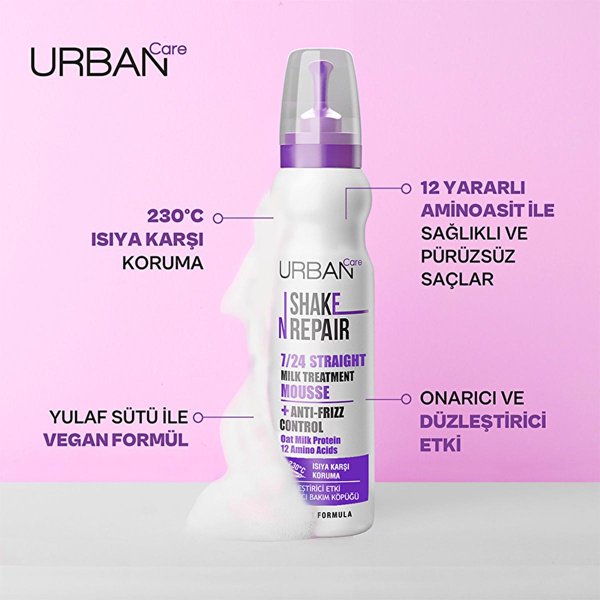 Urban Care Shake N Repair Hair Smoothing Foam - Vegan, Heat Protectant, Dermatologically Tested