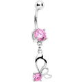 BodyCandy Pink CZ Gem Surreal Butterfly Dangle Belly Ring — main product shot