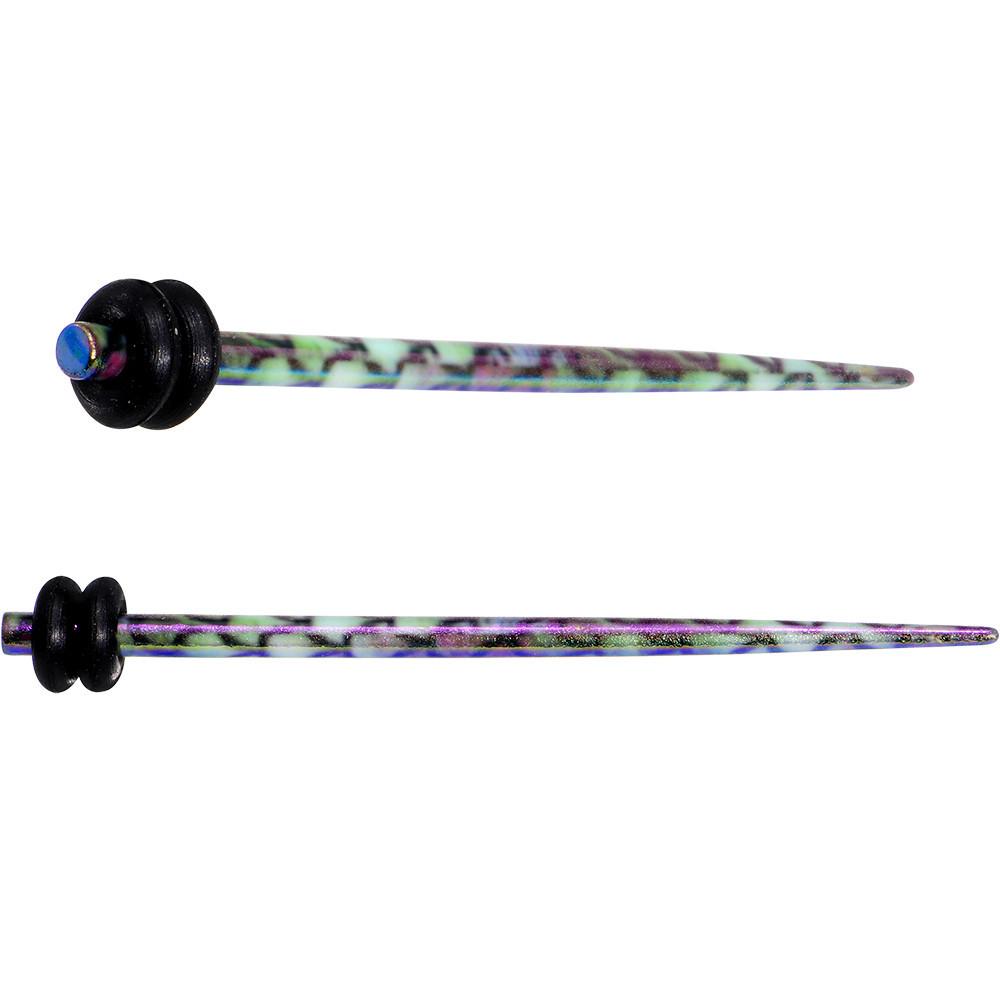 BodyCandy Rainbow Acrylic Mermaid Scale Straight Taper Set 14G to 12mm — side view