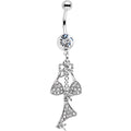 BodyCandy Clear Gem Unraveled Bow Dangle Belly Ring — main product shot