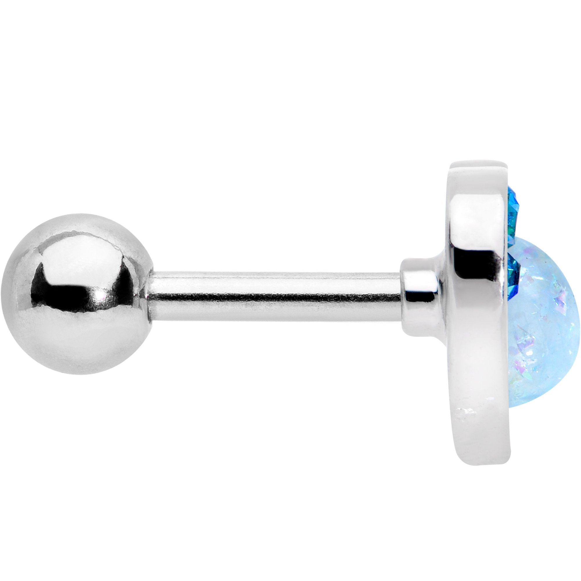 BodyCandy 16G 1/4 Blue Faux Opal Paw Print Heart Cartilage Tragus Earring — lifestyle context
