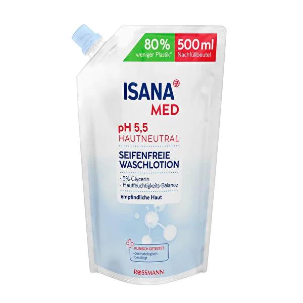 Isana Med: Gentle & Vegan Face and Body Wash Lotion for Sensitive Skin | Dermatologically Tested, pH Balanced & Fragrance Free
