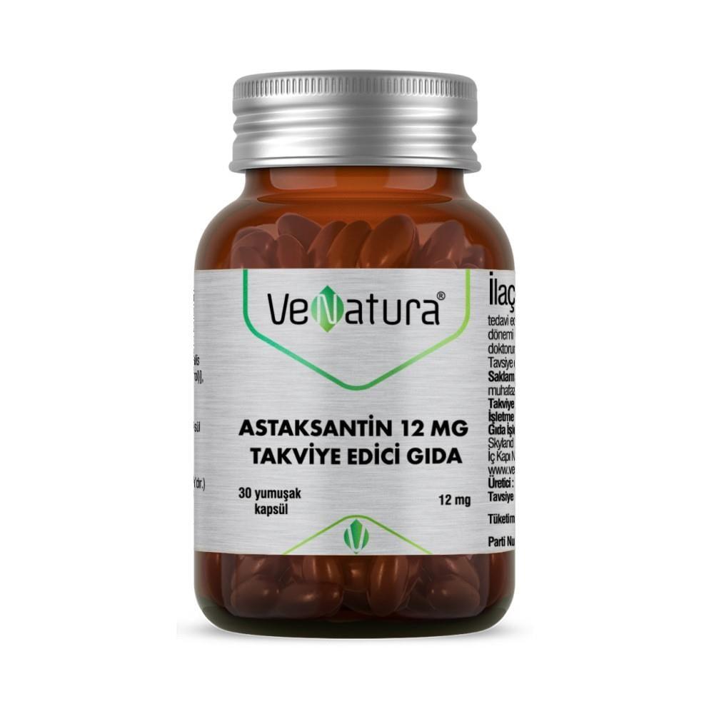 VeNatura Astaxanthin Dietary Supplement 12mg - Antioxidant Support for Adults, 30 Capsules
