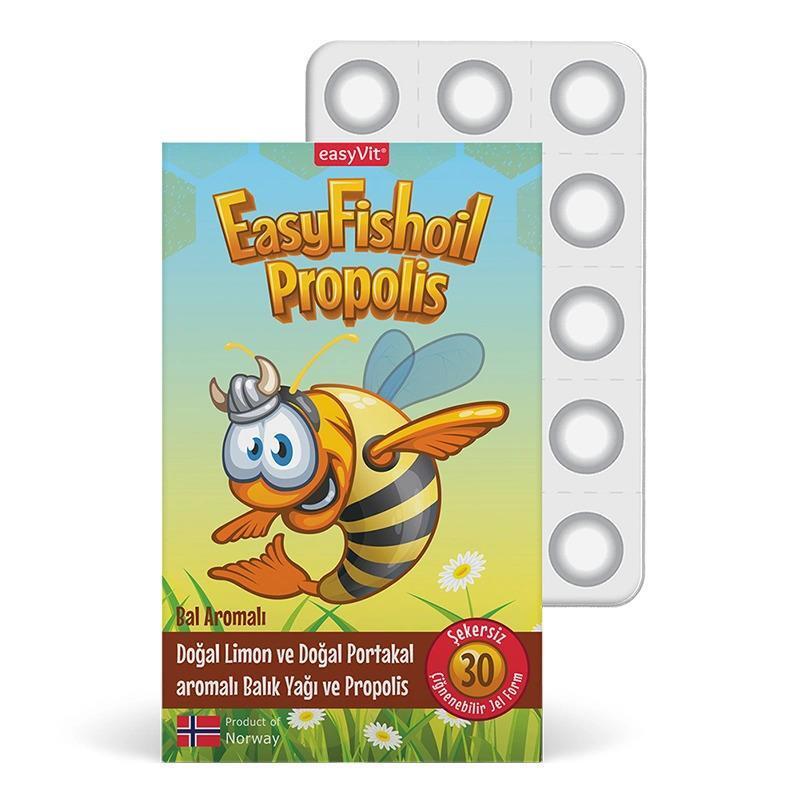 EasyFishoil - Omega 3 for Children, Chewable Jelly Tablets with Propolis & Vitamin A