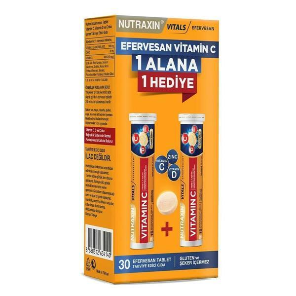 Nutraxin Vitamin C D Zinc Effervescent Tablets - 2 Pack: Supercharge Your Immunity with Vitamin C, D & Zinc - Easy Absorption, Boost Bone Health & Antioxidant Support