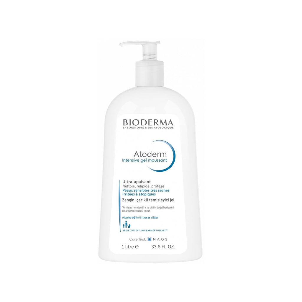 Bioderma Atoderm Intensive Foaming Gel Cleanser for Dry Skin - Fragrance-Free, 1L