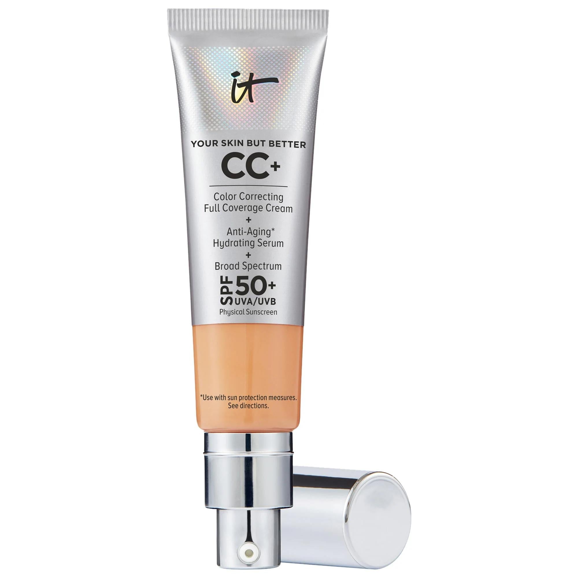 IT Cosmetics CC+ Cream Full Coverage Color Correcting Foundation SPF 50+: Anti-Aging, Hydrating, & Sun Protection for Flawless Skin