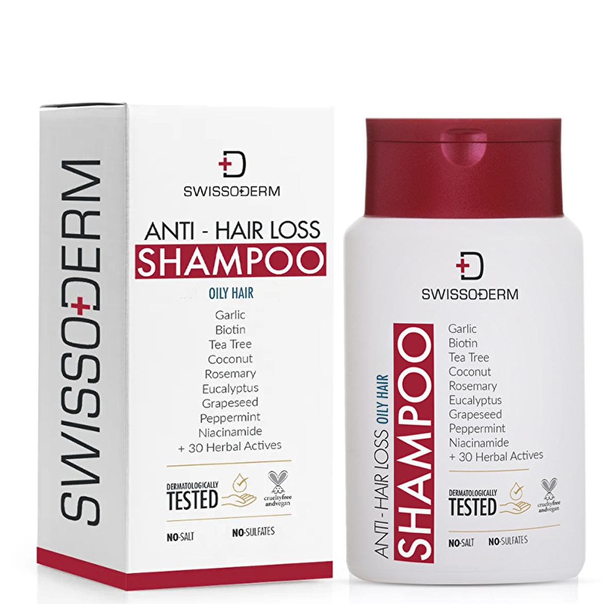 Swissoderm Anti-Hair Loss Shampoo for Oily Hair: Vegan & Cruelty-Free Treatment for Thinning Hair, Strengthens & Revitalizes - Dermatologist Tested