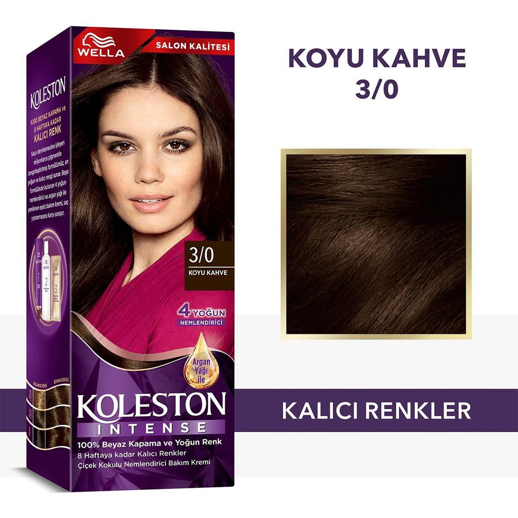 Wella Koleston Intense Permanent Hair Color Dye with Argan Oil - 100% Grey Coverage, Long-Lasting Hair Color