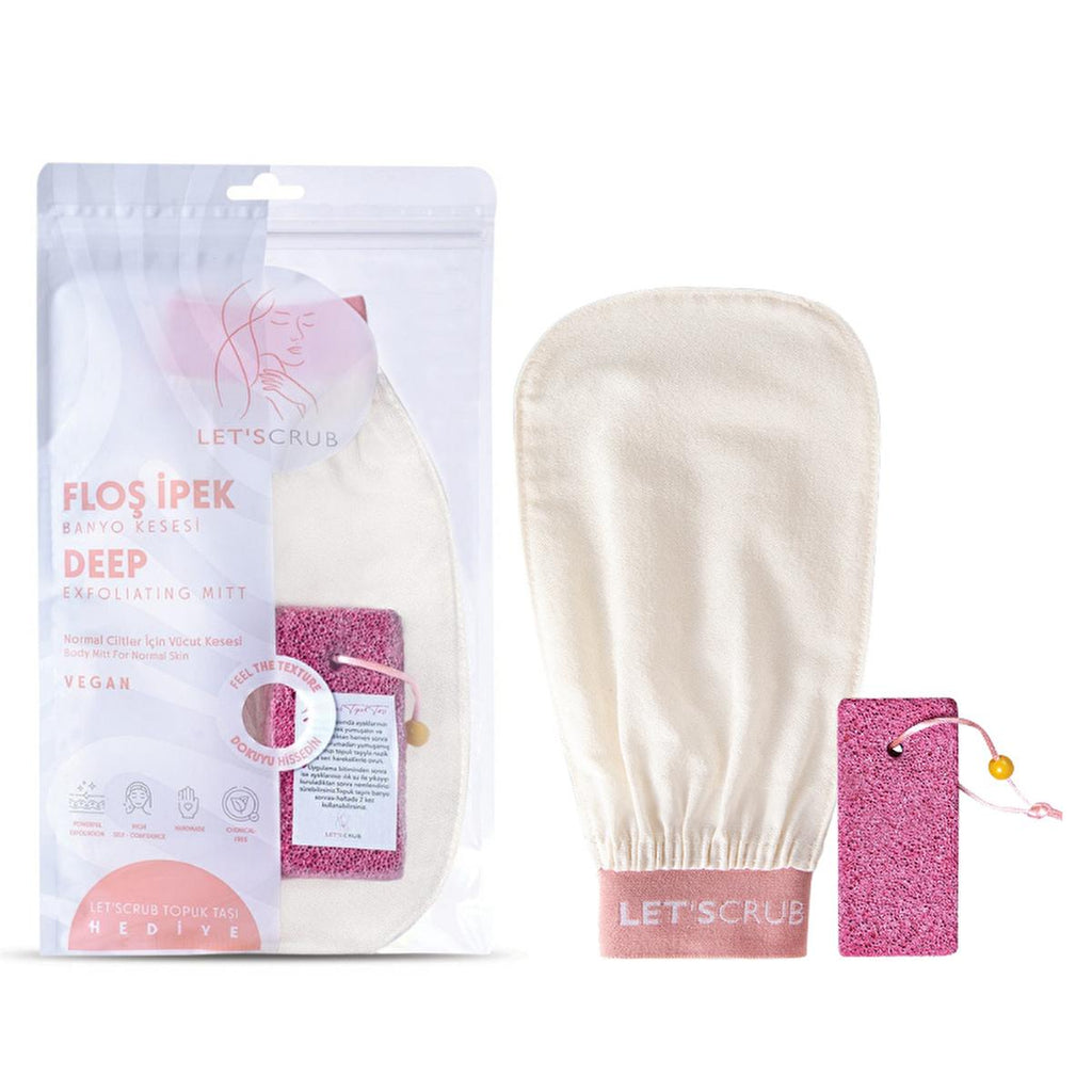 Let'scrub Silk Exfoliating Bath Glove for Smoother Skin - Natural Skincare, Gentle Exfoliation, Handmade