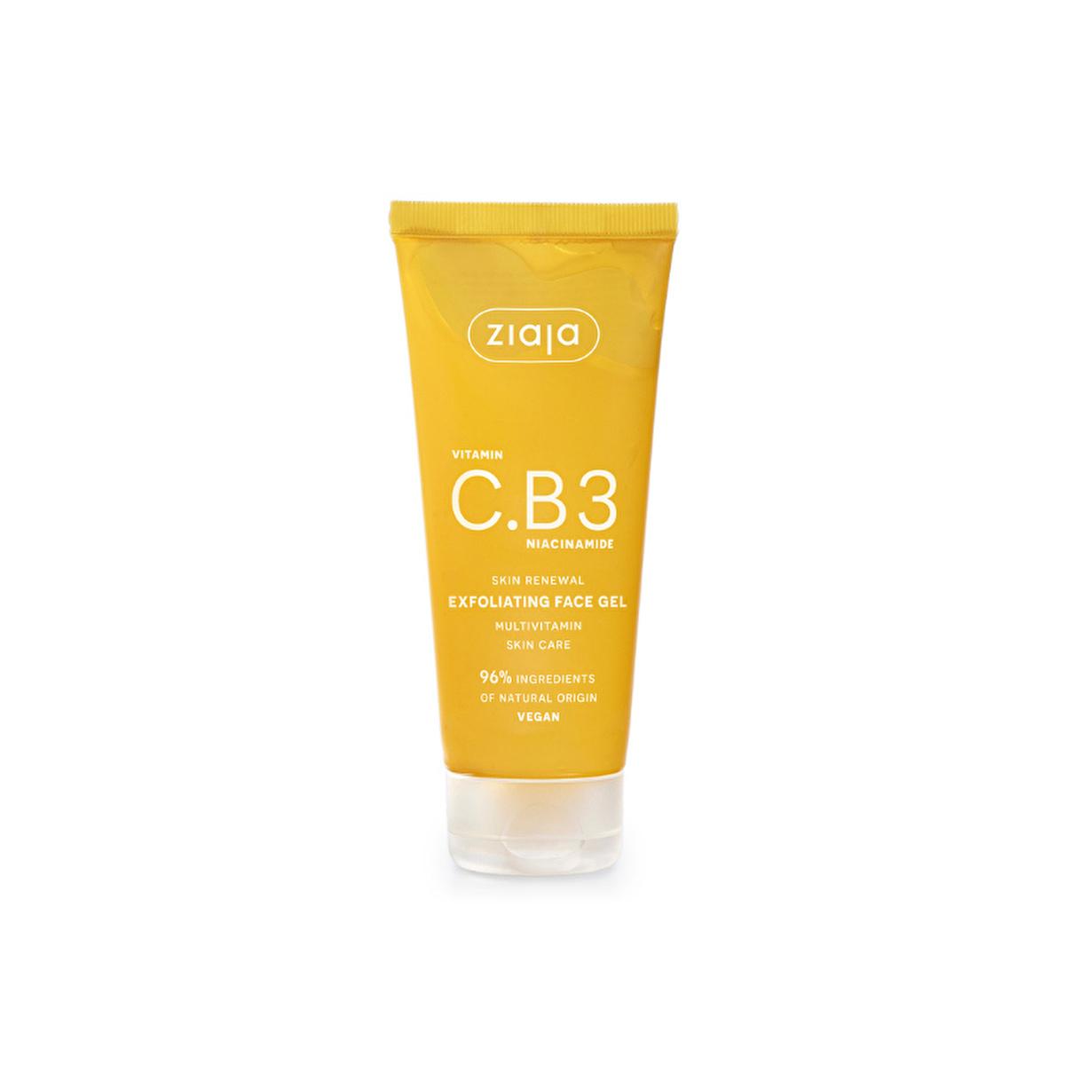 Ziaja Vitamin C.B3 Niacinamide Face Scrub Gel - Natural Exfoliating Face Wash for All Skin Types, Brightens & Evens Tone